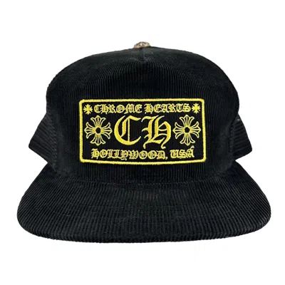 Pre-owned Chrome Hearts Ch Hollywood Corduroy Trucker Hat Black Gold
