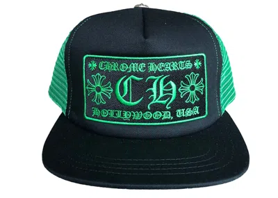 Pre-owned Chrome Hearts Ch Hollywood Trucker Hat In Black/green