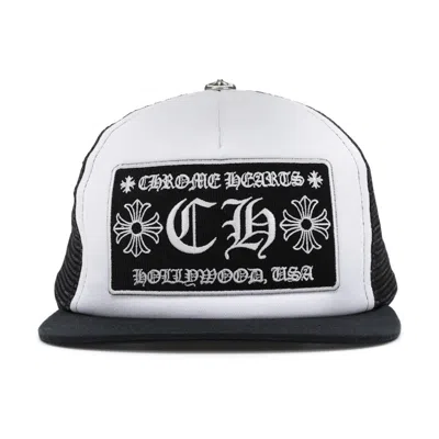 Pre-owned Chrome Hearts Ch Hollywood Trucker Hat In Black/white