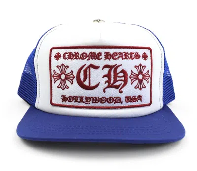 Pre-owned Chrome Hearts Ch Hollywood Trucker Hat In Blue/white In Multi
