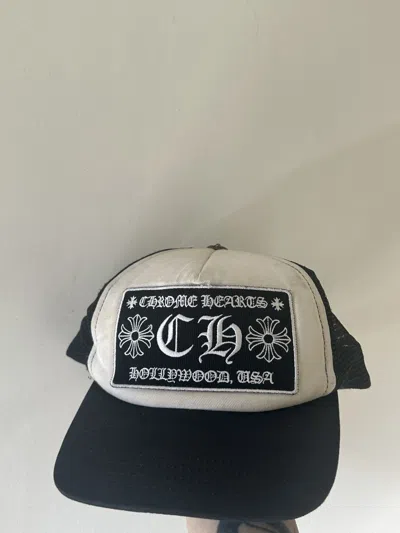 Pre-owned Chrome Hearts Ch Hollywood Trucker Hat In White
