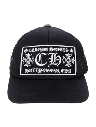 Pre-owned Chrome Hearts Ch Logo Trucker Hat In Black