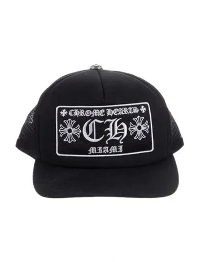 Pre-owned Chrome Hearts Ch Miami Logo Trucker Hat In Black