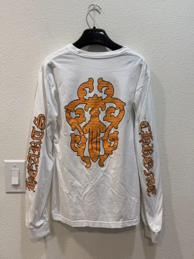 Pre-owned Chrome Hearts Ch Orange Vine Dagger Longsleeve Pocket Tee M In White