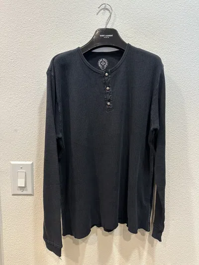 Pre-owned Chrome Hearts Ch Vintage Plus Cross Button Henley Thermal Longsleeve L In Black