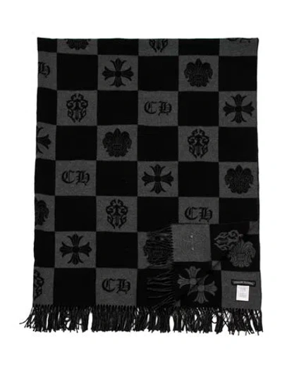 Pre-owned Chrome Hearts Checkered Silk Throw Blanket In Multi
