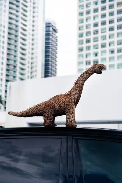 Pre-owned Chrome Hearts Cheetah Pony Hair Dinosaur In Sand