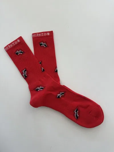 Pre-owned Chrome Hearts Chomper Socks In Red