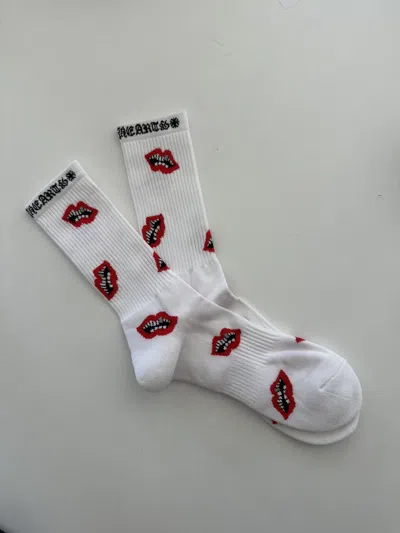 Pre-owned Chrome Hearts Chomper Socks In White