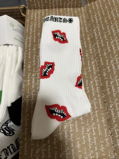 Pre-owned Chrome Hearts Chrome Heart Chomper Socks In White