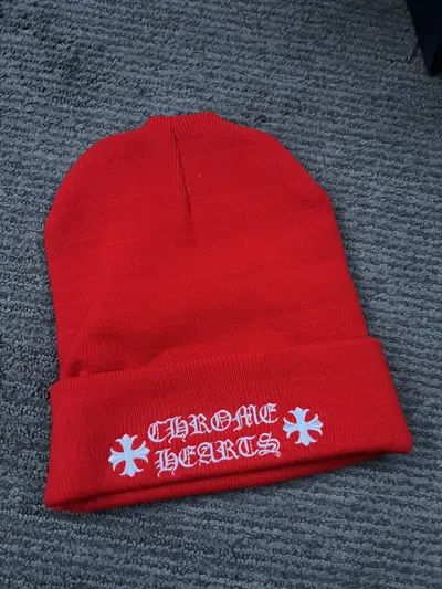 Pre-owned Chrome Hearts Chromehearts Logo Beanie In Red