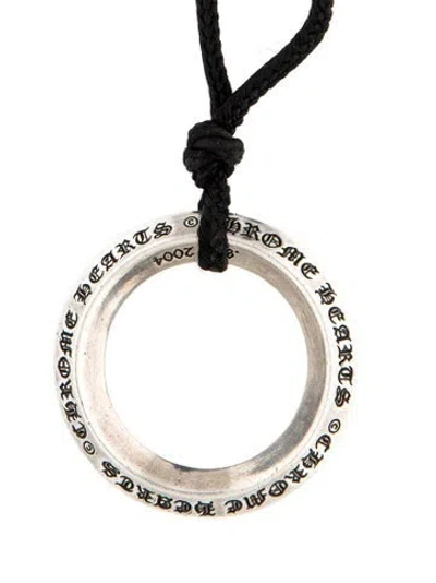 Pre-owned Chrome Hearts Circle Pendant On Generic Cord, 32" In Black