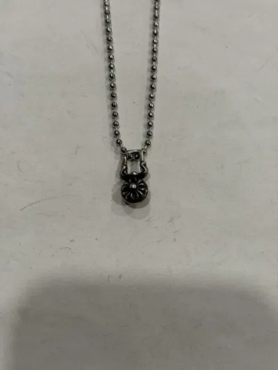Pre-owned Chrome Hearts Cross Ball Pendant Zipper Ball Chain Necklace In Silver