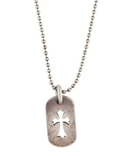 Pre-owned Chrome Hearts Cross Cutout Dog Tag Pendant Necklace, 30" In Multi