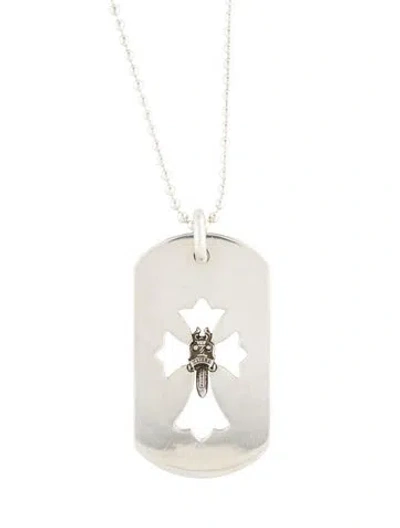 Pre-owned Chrome Hearts Cross Dagger Dog Tag Necklace, 29.5" In Multicolor