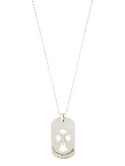 Pre-owned Chrome Hearts Cross Dagger Dog Tag Pendant Necklace, 30" In Multicolor