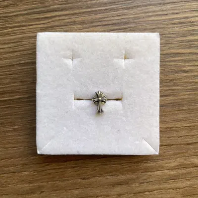 Pre-owned Chrome Hearts Cross Earring Stud In Silver