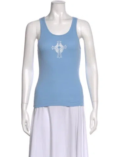 Pre-owned Chrome Hearts Cross Graphic Print Top In Blue