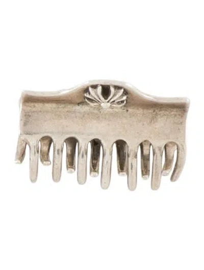 Pre-owned Chrome Hearts Cross Hair Clip In Silver