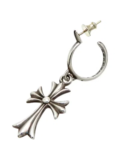 Chrome Hearts Cross Hoop Earring In Silver