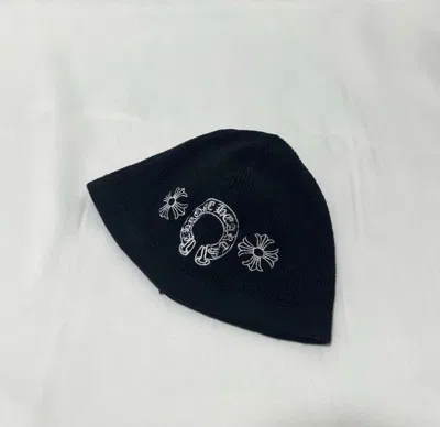 Pre-owned Chrome Hearts Cross Horseshoe Thermal Beanie Stk In Black