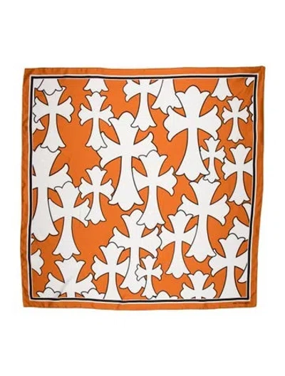 Pre-owned Chrome Hearts Cross Logo Silk Scarf In Black