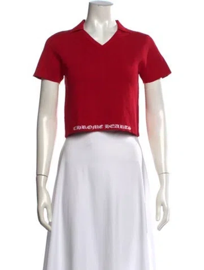 Pre-owned Chrome Hearts Cross Logo V-neck Polo In Red
