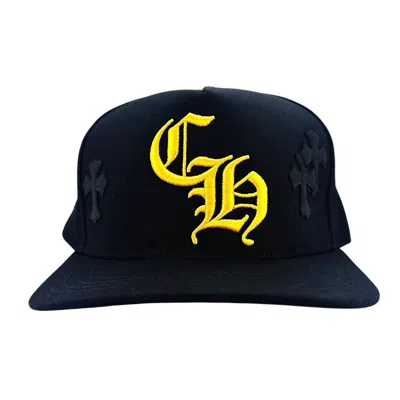 Pre-owned Chrome Hearts Cross Patch Baseball Hat Black Yellow