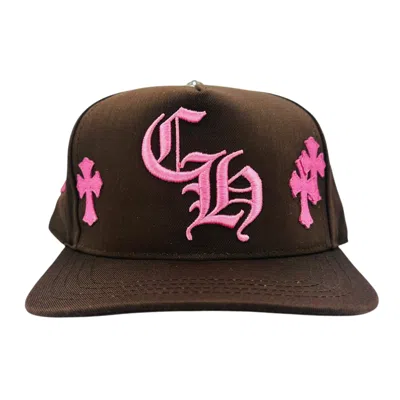 Pre-owned Chrome Hearts Cross Patch Baseball Hat Brown Pink