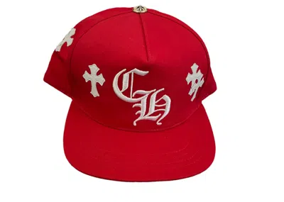 Pre-owned Chrome Hearts Cross Patch Baseball Hat In Red