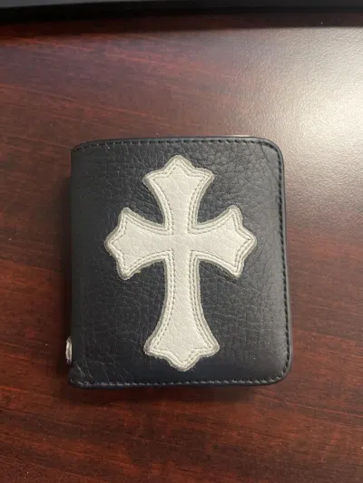Pre-owned Chrome Hearts Cross Patch Bi Fold Wallet In Black