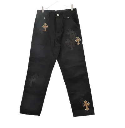 Pre-owned Chrome Hearts Cross Patch Carpenter Chinos In Black