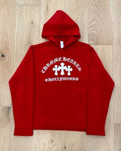 Pre-owned Chrome Hearts Cross Patch Cashmere Hoodie In Red