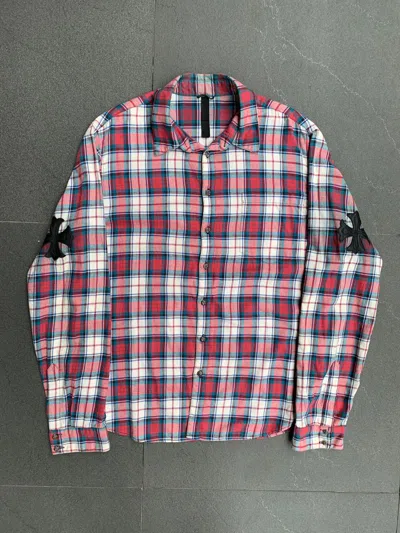 Pre-owned Chrome Hearts Cross Patch Flannel Shirt In Red