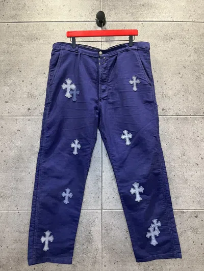 Pre-owned Chrome Hearts Cross Patch French Work Pants Denim Jeans In Blue