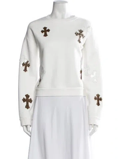 Pre-owned Chrome Hearts Cross Patch Graphic Print Sweatshirt In White