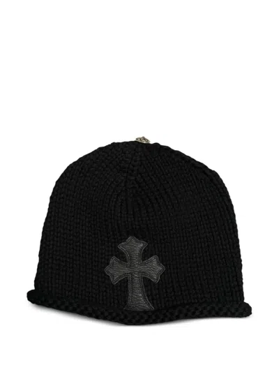 Chrome Hearts Cross Patch Knit Beanie In Black