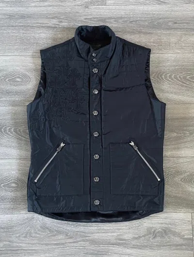 Pre-owned Chrome Hearts Cross Patch Nylon Vest In Black