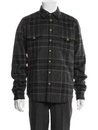 Pre-owned Chrome Hearts Cross Patch Padded Flannel Virgin Wool Trucker Jacket In Black