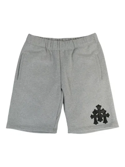 Chrome Hearts Cross-patch Track Shorts In Gray