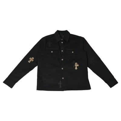 Chrome Hearts Cross Patch Work Dog Shirts Black