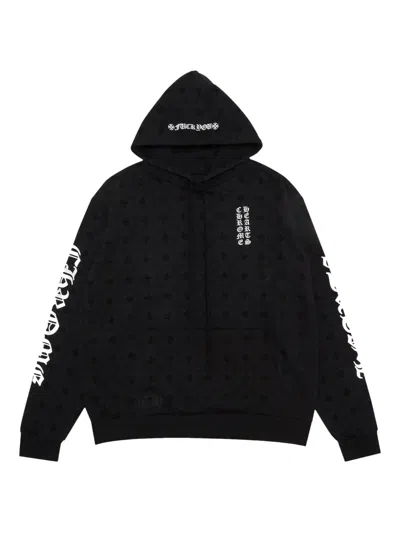 Chrome Hearts Cross Print Horseshoe Logo Hoodie In Black