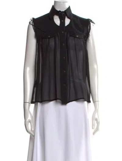 Pre-owned Chrome Hearts Cross Silk Top In Black