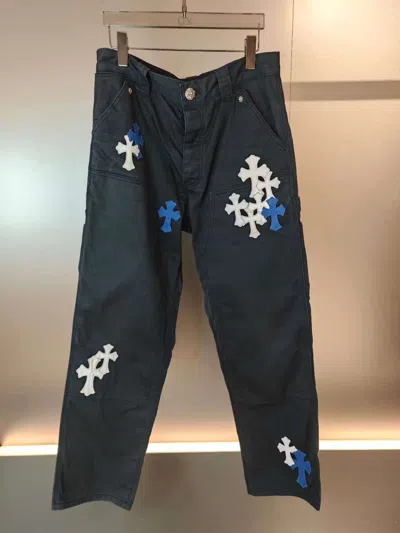 Chrome Hearts Cross-taped Leather Overalls In Black