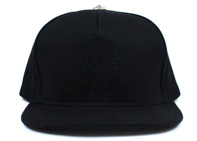 Pre-owned Chrome Hearts Cross Waxed Denim Baseball Cap In Black