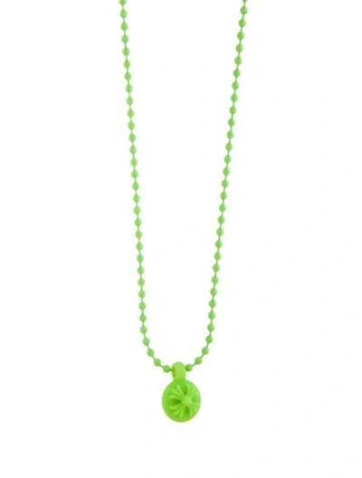 Pre-owned Chrome Hearts Crossball Pendant Necklace, 30.25" In Green