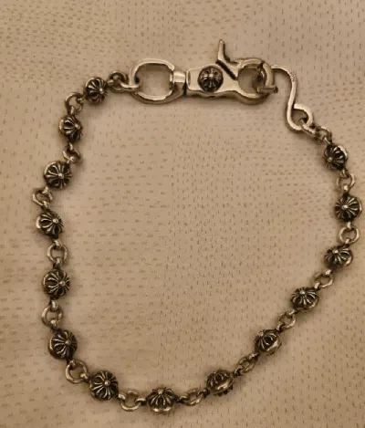 Pre-owned Chrome Hearts Crossball Wallet Chain In Silver