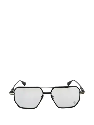 Chrome Hearts Cross-embellished Geometric-frame Glasses In Black