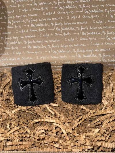 Pre-owned Chrome Hearts Crosses Black Sweatband Set