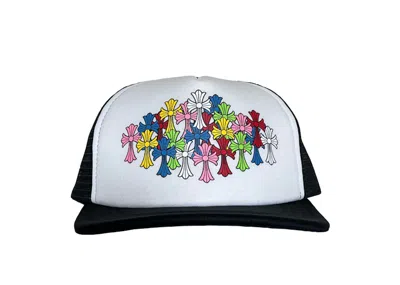 Pre-owned Chrome Hearts Crosses Trucker Hat In Black/white